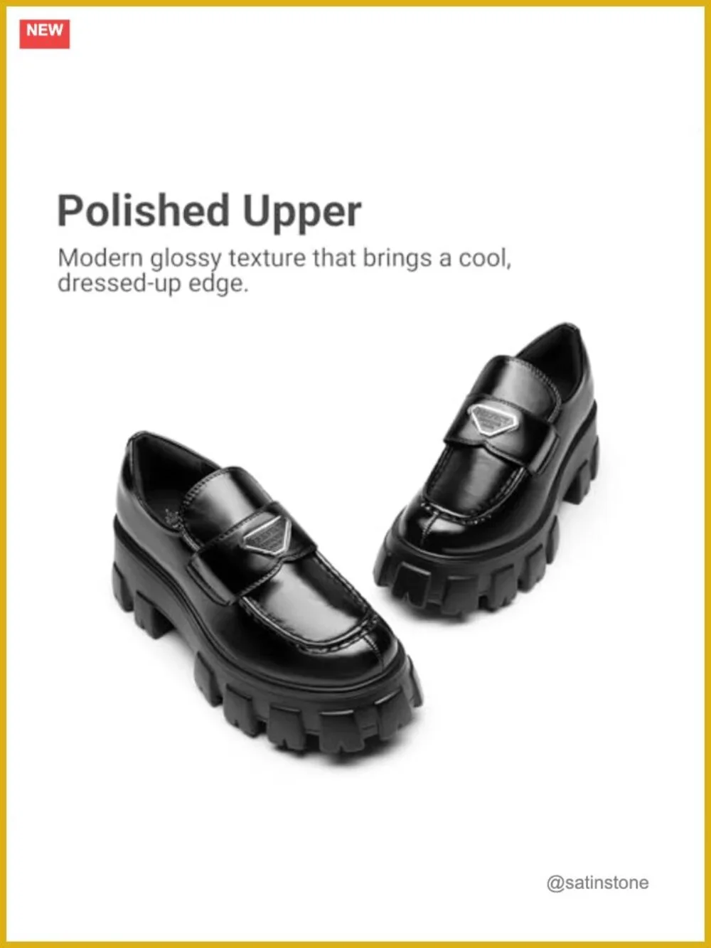 Platform Loafers for Women Chunky Sole Slip-On Patent Vegan Leather